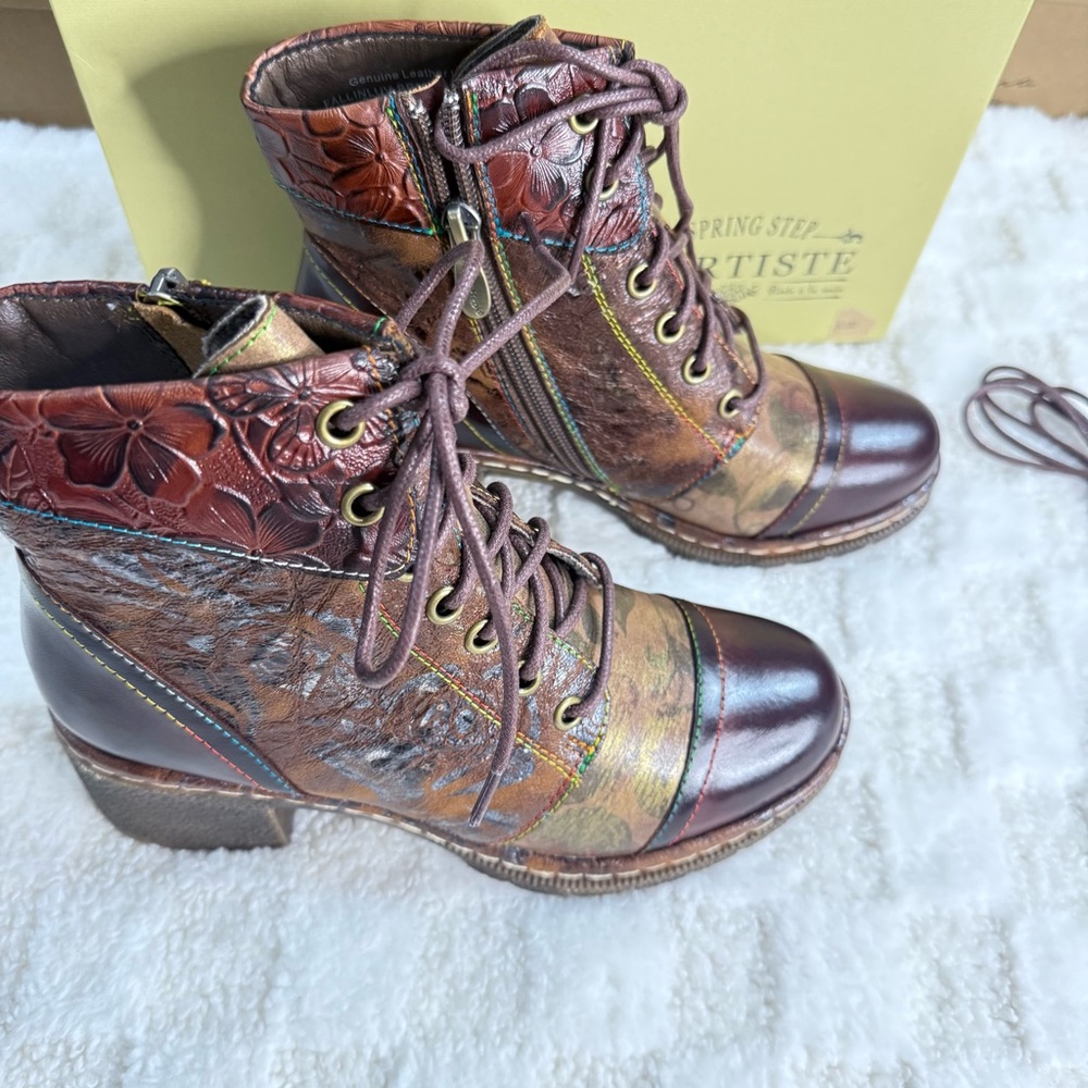 L'Artiste by Spring Step Leather Lace-Up Boots - Fallinluv size 35 / 5 NEW